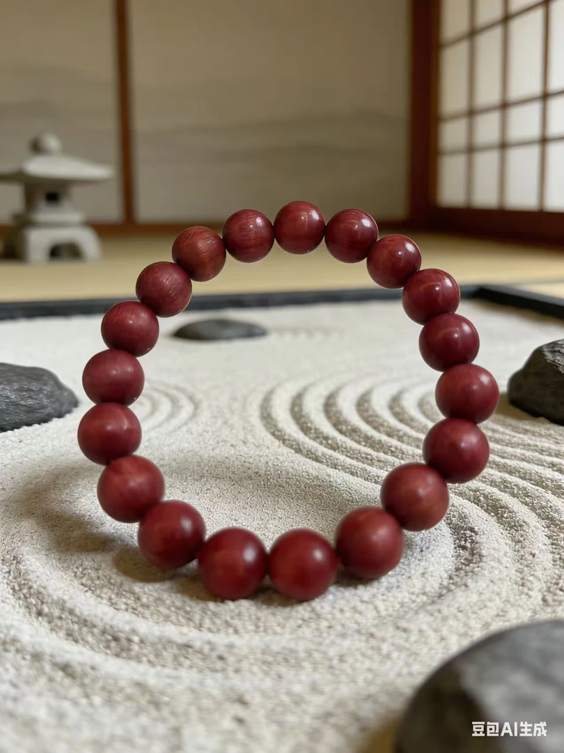 非金属木质手链 中国红高端女子幸运粉红色招财本命年生财手串1.0