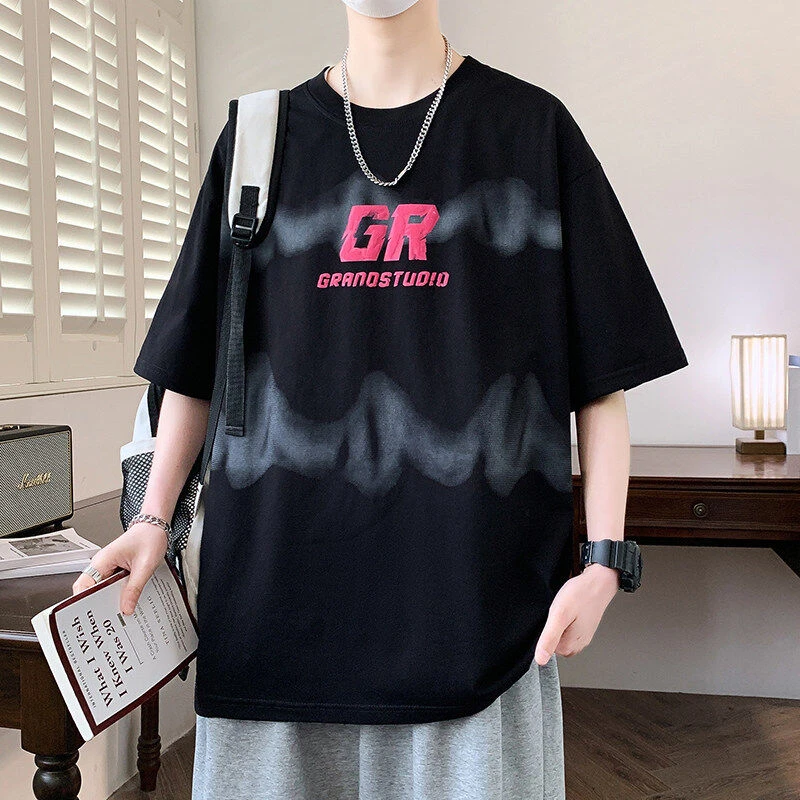 2025夏季短袖t恤男潮牌休闲半袖宽松青少年初高中学生体恤上衣服