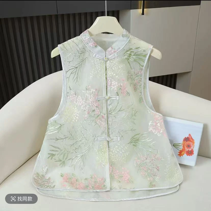夏季新款马甲女复古古风中式马夹中国风民族风无袖绣花时尚文艺