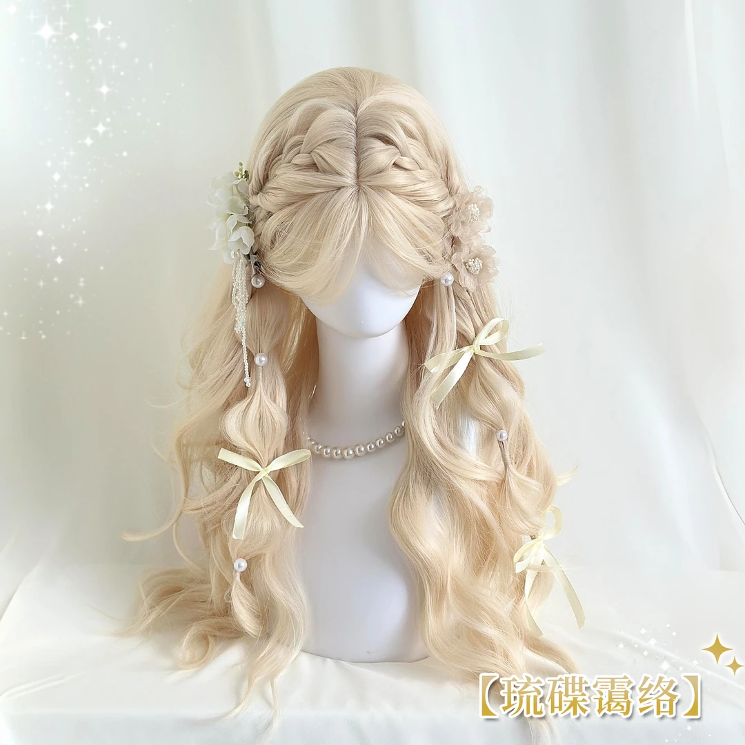 白金色假发女长发网红Lolita大波浪长卷发日常自然仿真人发全头套