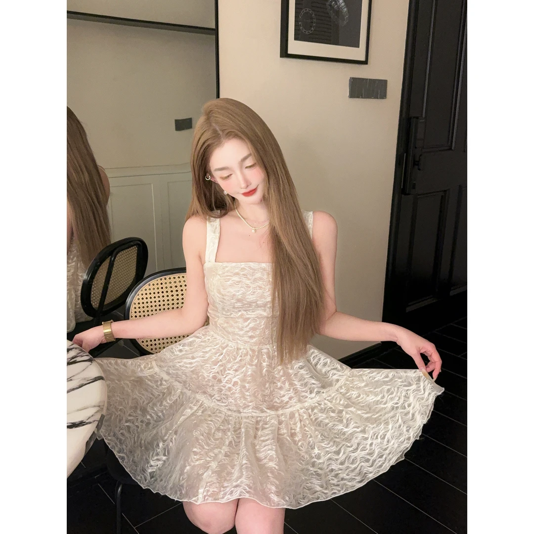 GUIDI GUDI【贵族小姐】黄加蓝气质女人味吊带连衣裙