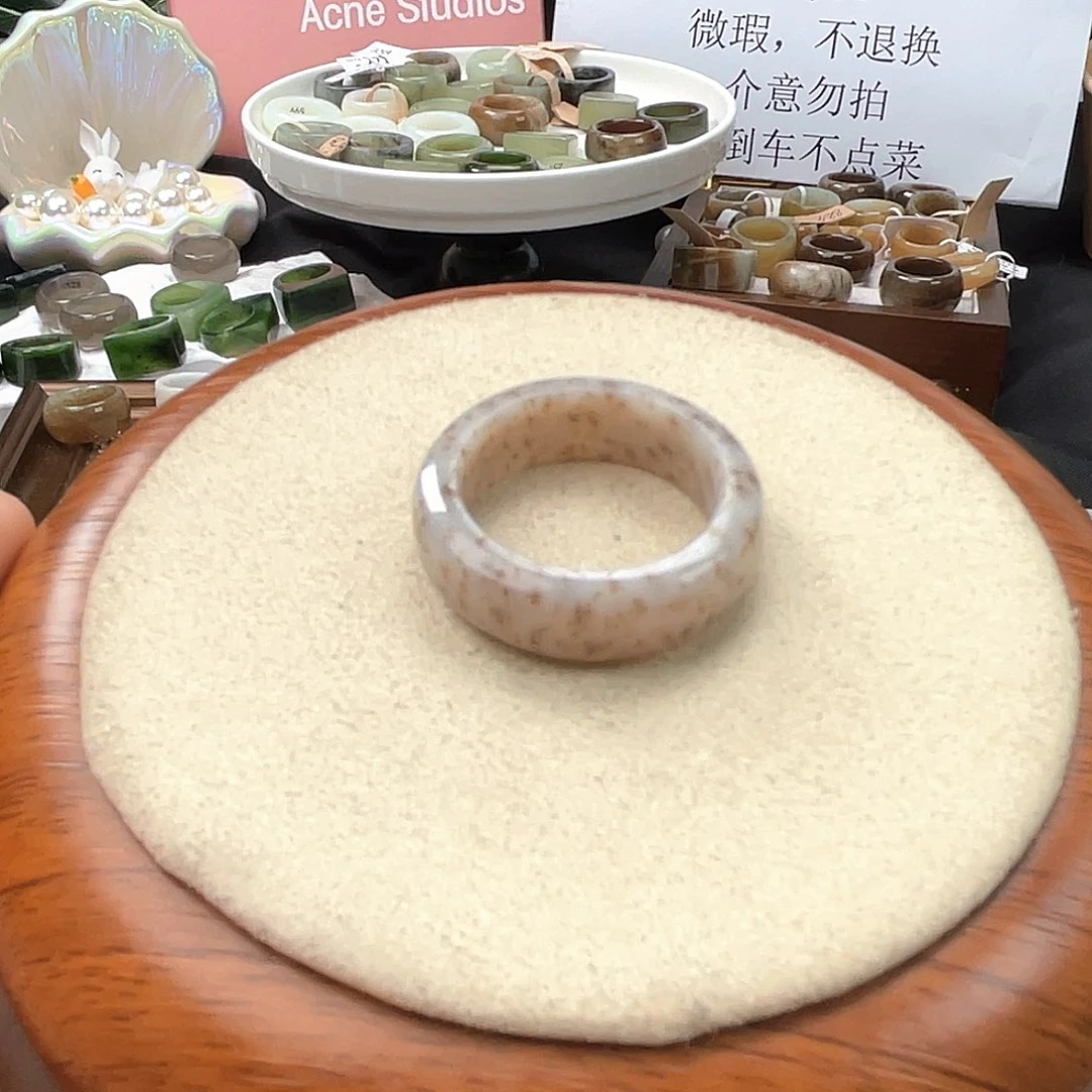 和田玉戒指未镶嵌c9糖草花轮胎19.7不退换