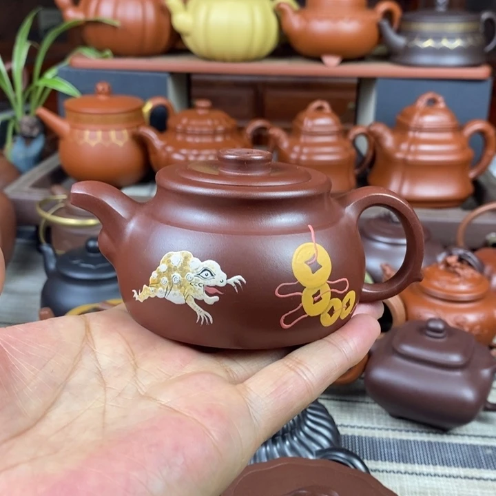紫砂茶壶来财150CC原矿老紫泥特价