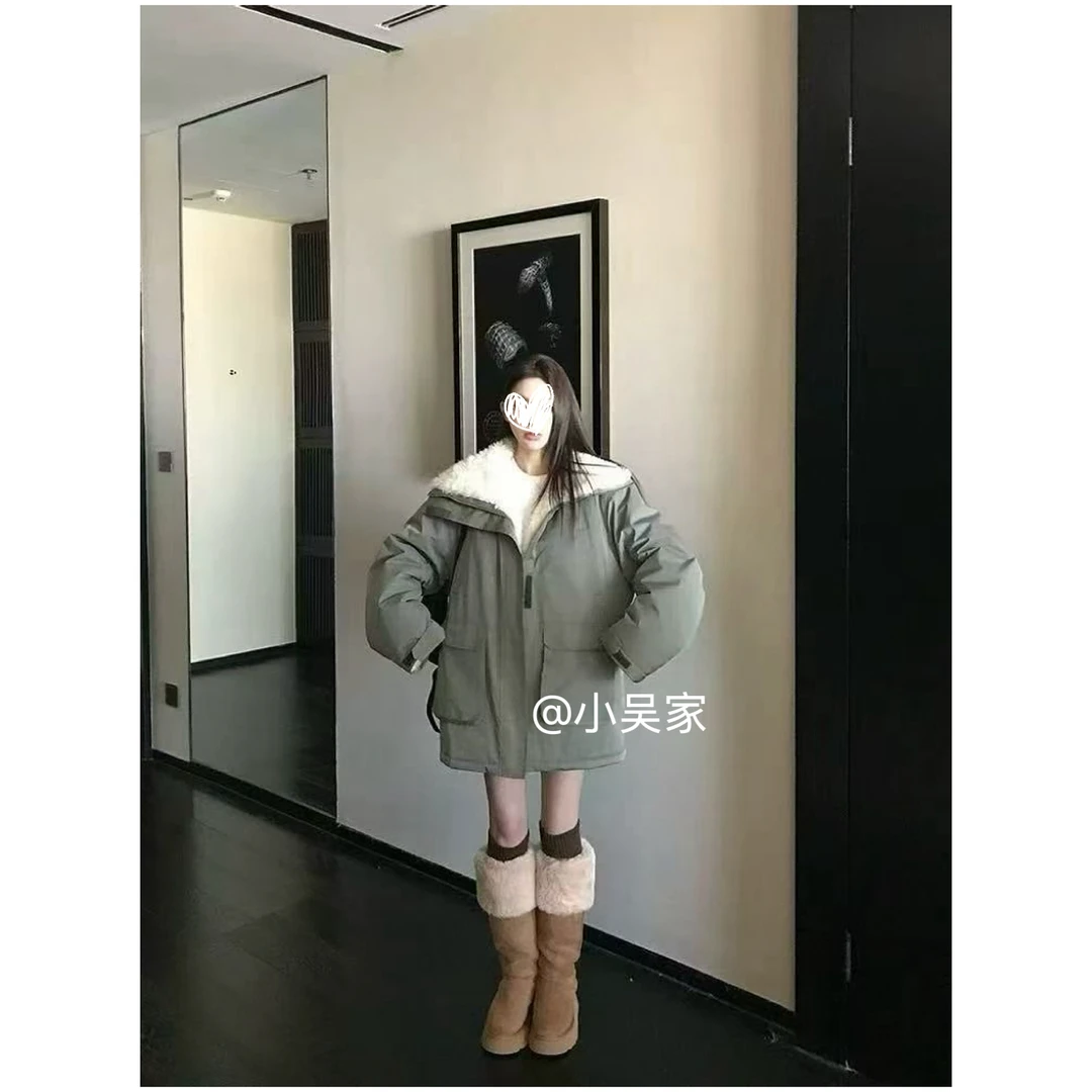 「小吴家」露思同款Select冬季羊羔绒加厚派克服棉服外套上衣