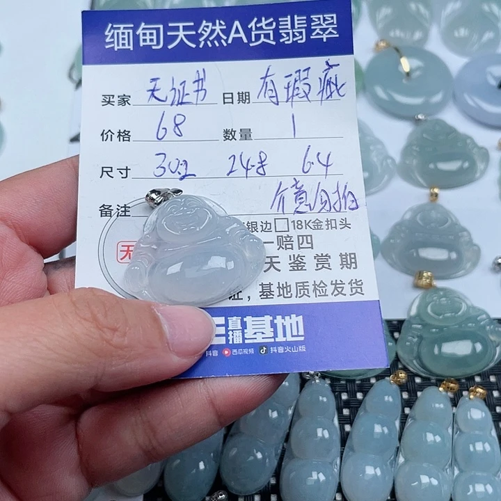 翡翠颈饰银S925镶嵌天然翡翠吊坠
