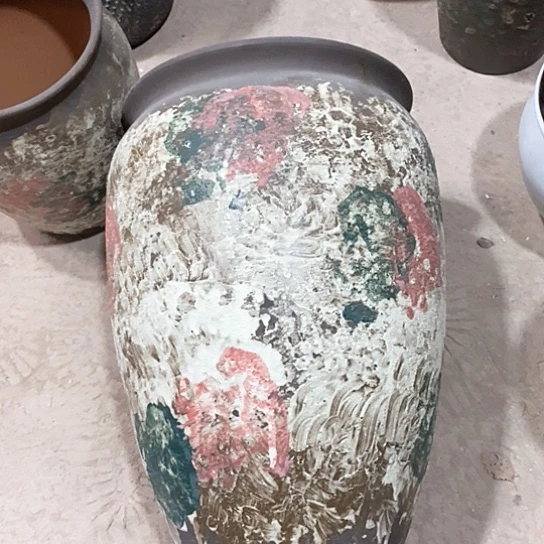 紫砂花盆口26高度41油画