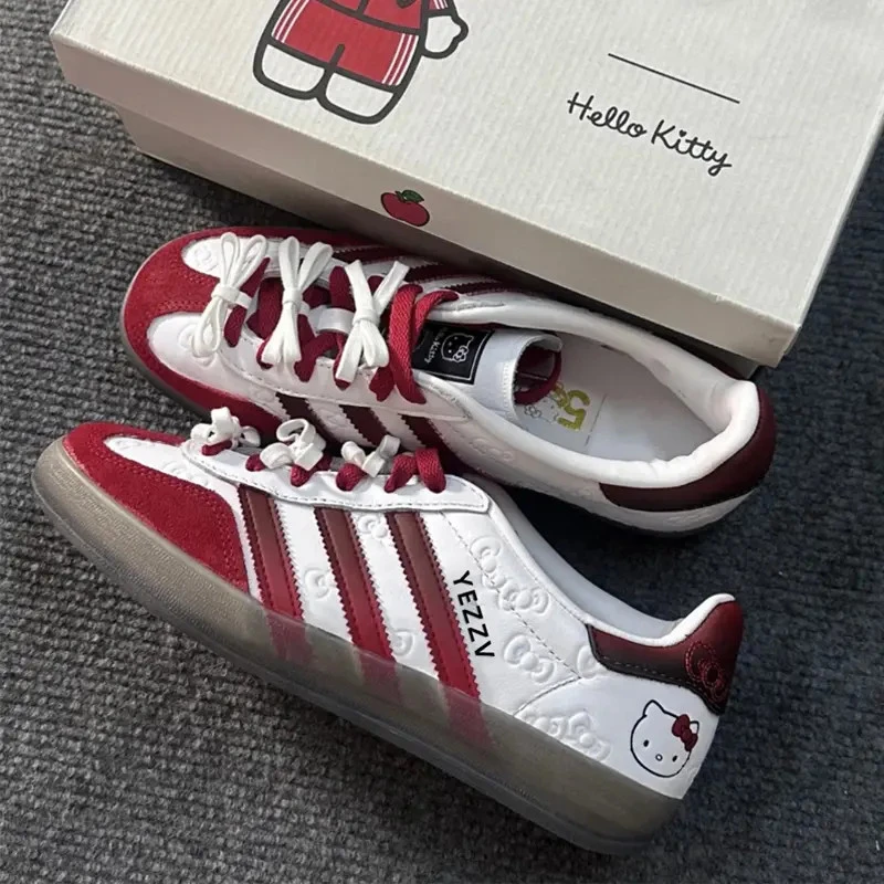 官网正品hello kitty联名德训鞋女款红色2025夏季新款休闲板鞋女