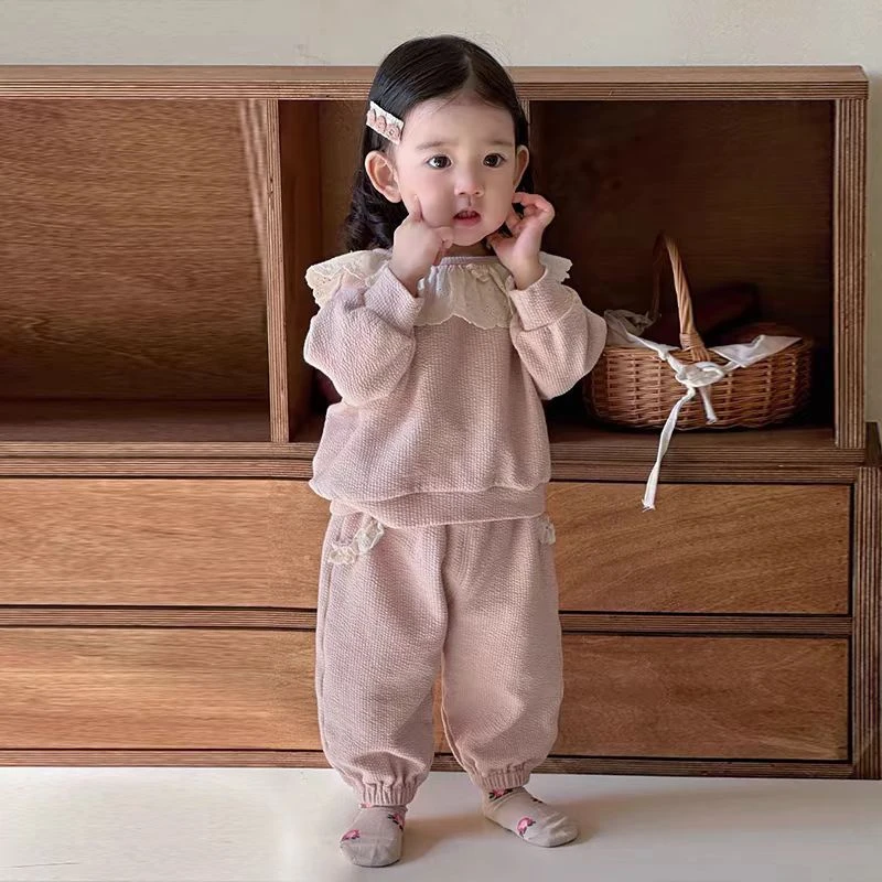 韩版2025女宝宝春装卫衣卫裤分体套装小女孩公主春秋季洋气两件套