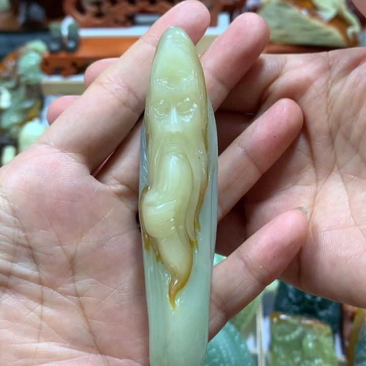 玄***烨蛇纹石玉未镶嵌手把件