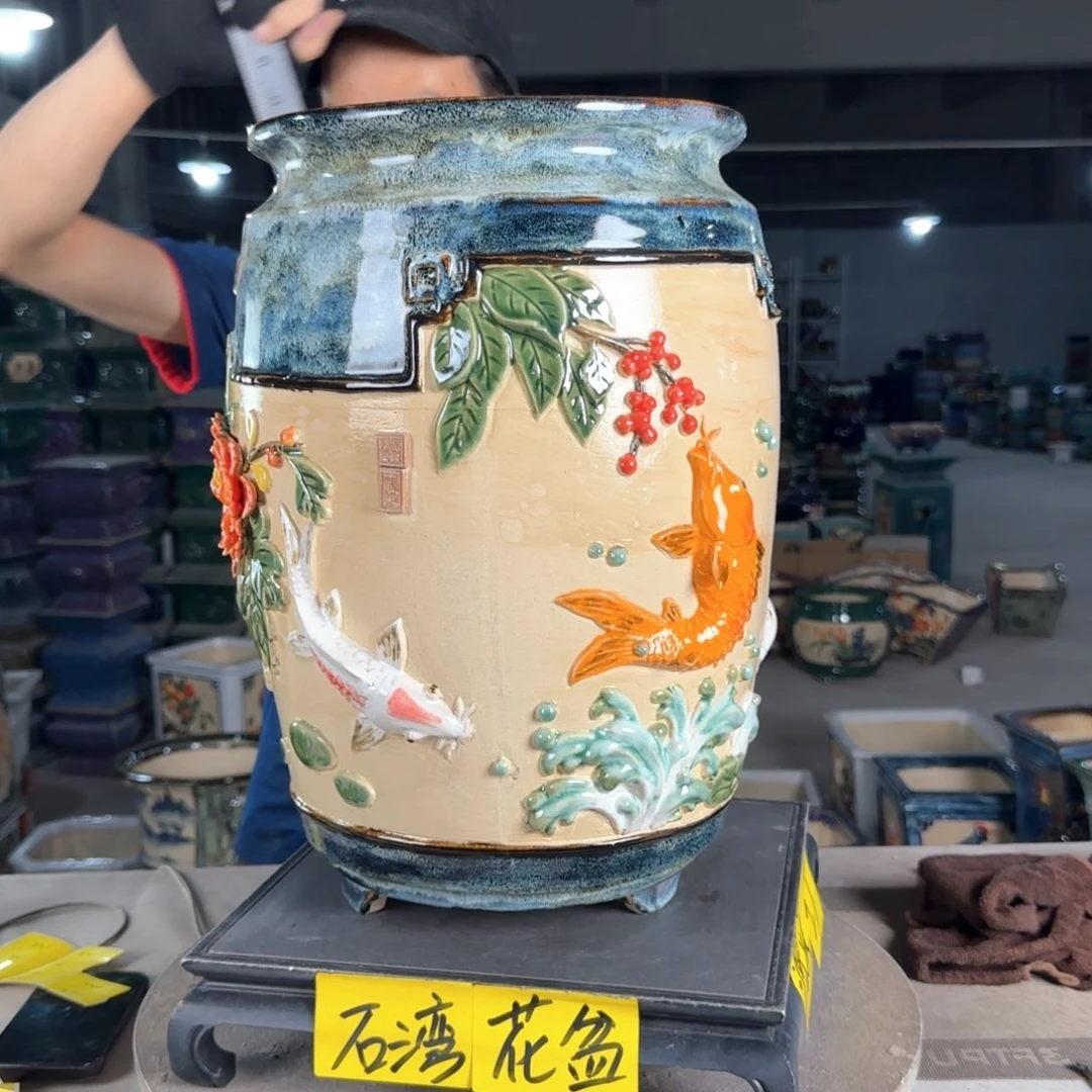 一风堂石湾花盆  内口21，外高42烧窑痕迹