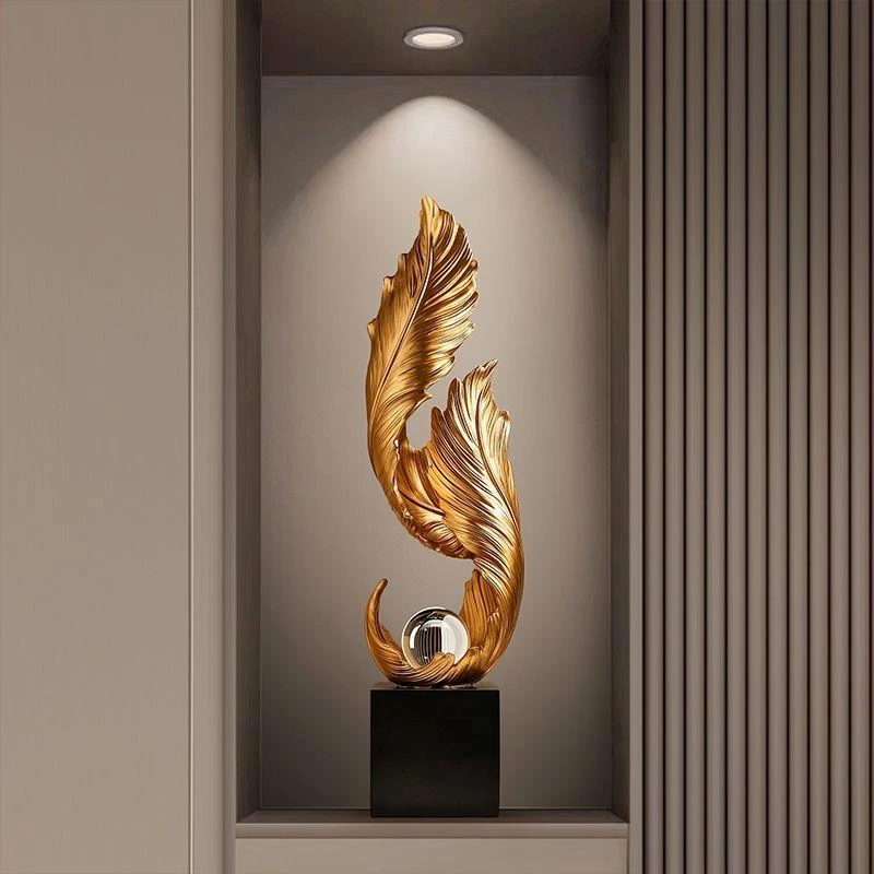 新疆西藏包邮羽毛艺术入户玄关装饰摆件轻奢客厅电视柜办公室落地