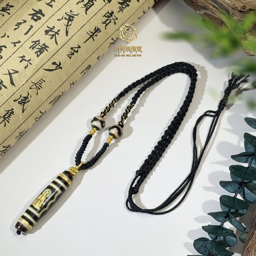 扶摇臻选|18K金镶五爷大鹏五Y玛瑙竖款吊坠