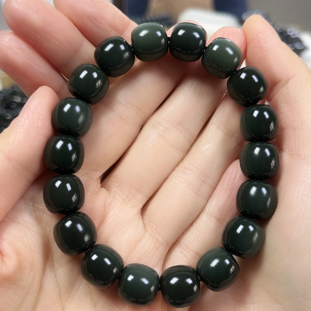 和田玉未镶嵌手串卡12老形珠珠宝级货头