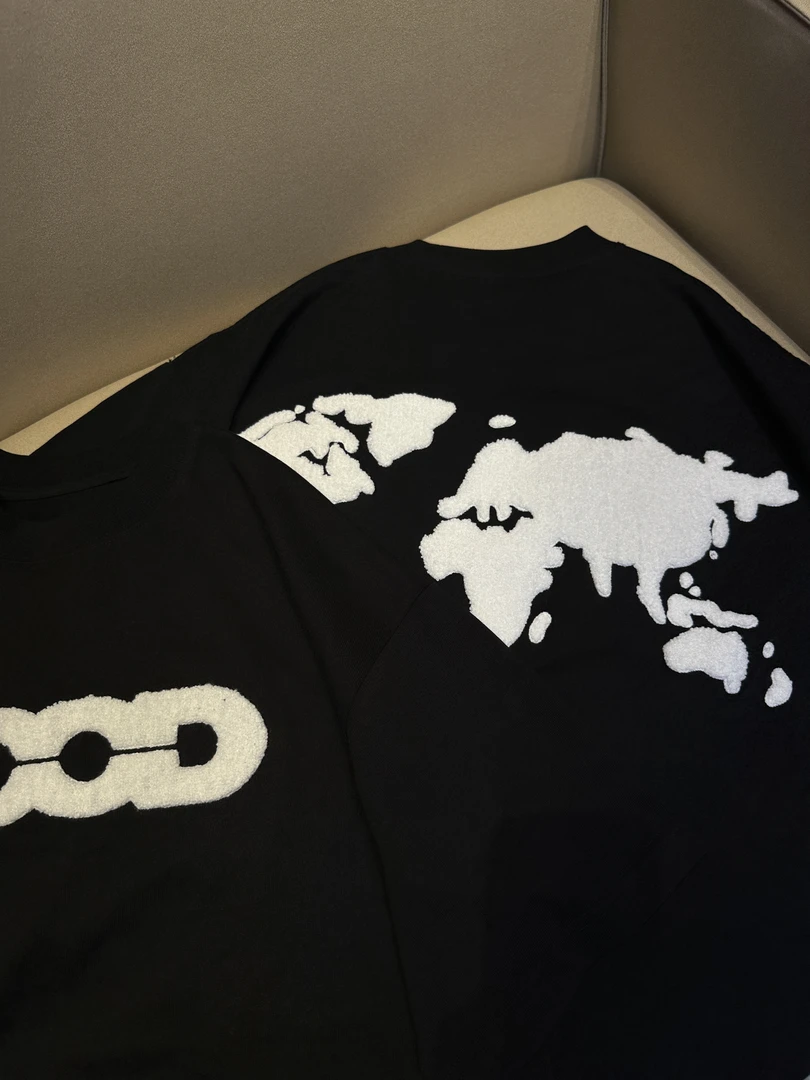 【柒+】55001【地图款短袖】新款男女同款时尚毛巾绣工艺高版本