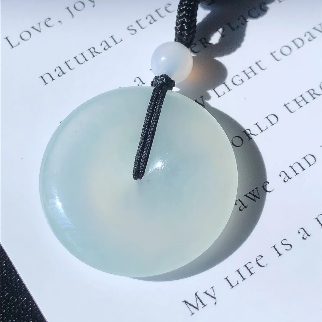 缅甸天然A货翡翠老坑冰种平安扣吊坠尺寸28.5/5.6