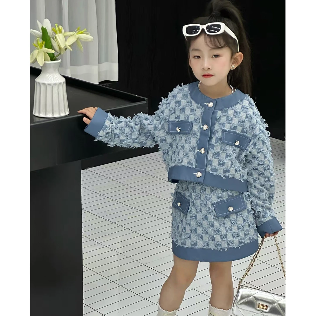 梦特娇女童牛仔套装春秋2025新款网红时髦洋气休闲韩版两件套S6