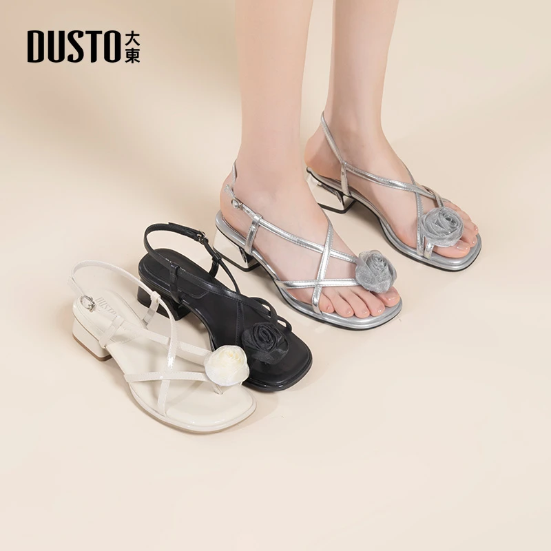 大东绑带凉鞋女夏外穿2025新款仙女风配裙子气质方头套趾女鞋0557