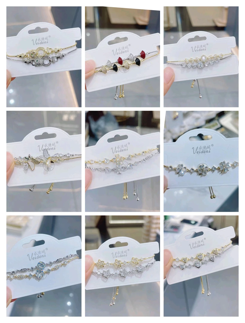 铜合金合成锆石手链 微徳妮抽拉手链