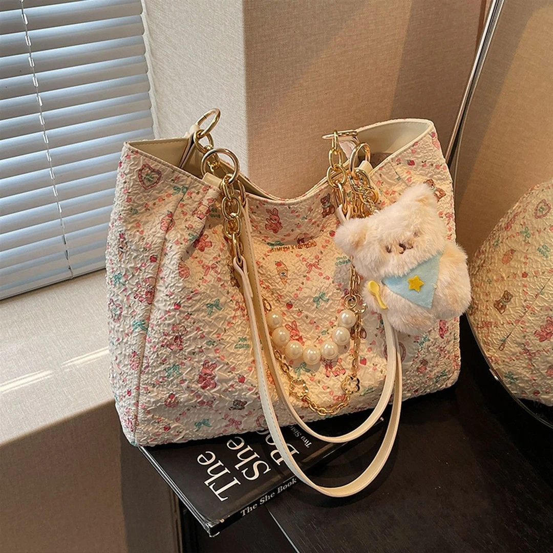 艾米兔女包2025新款时尚潮流洋气可爱碎花大容量通勤单肩托特包