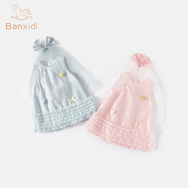 班喜迪女童连衣裙夏新装2025新款洋气女宝宝公主裙儿童背心裙夏季