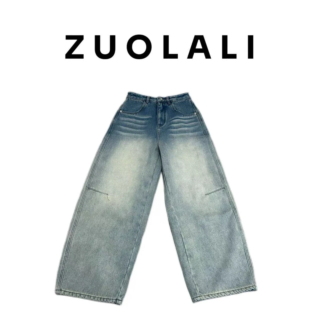 ZUOLALI/左拉励【潮汐线】新款水洗渐变水洗设计-高腰堆堆裤