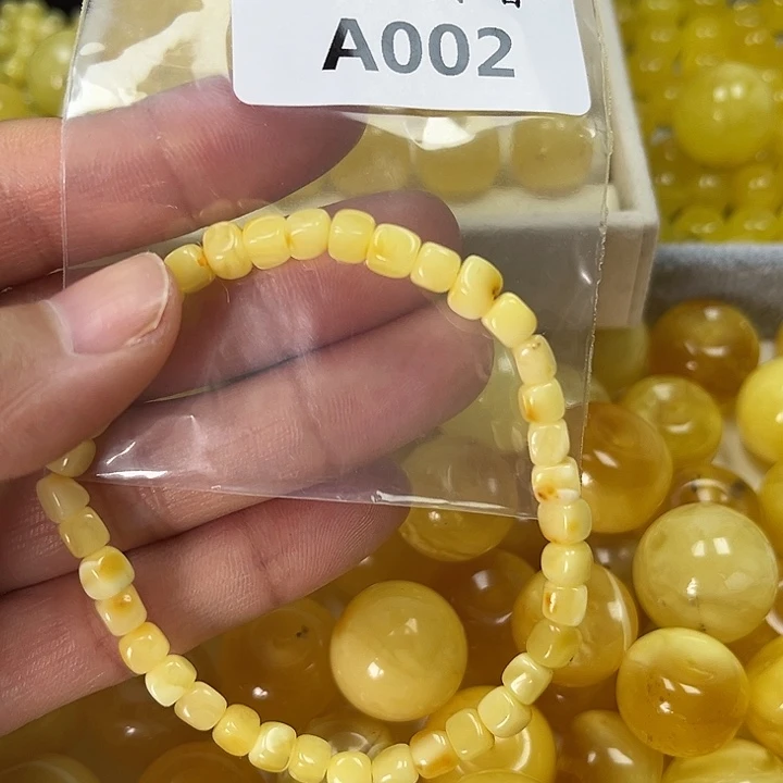 裸石蜜蜡未镶嵌小方糖手串