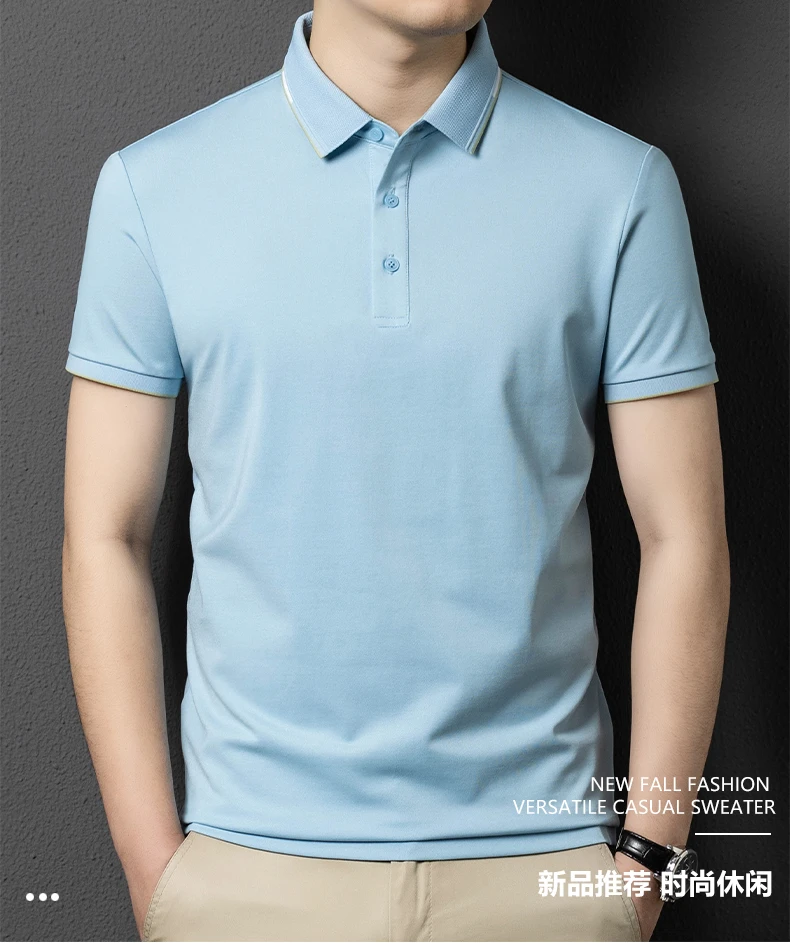 短袖Polo衫透气抗皱商务短袖t恤商务宽松薄款男士夏季