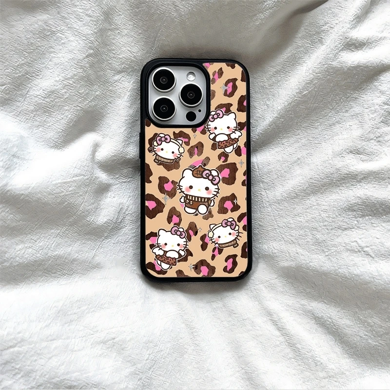 新款豹纹凯蒂鎏金手机壳适用苹果17/16promax小米15/reno14nova13