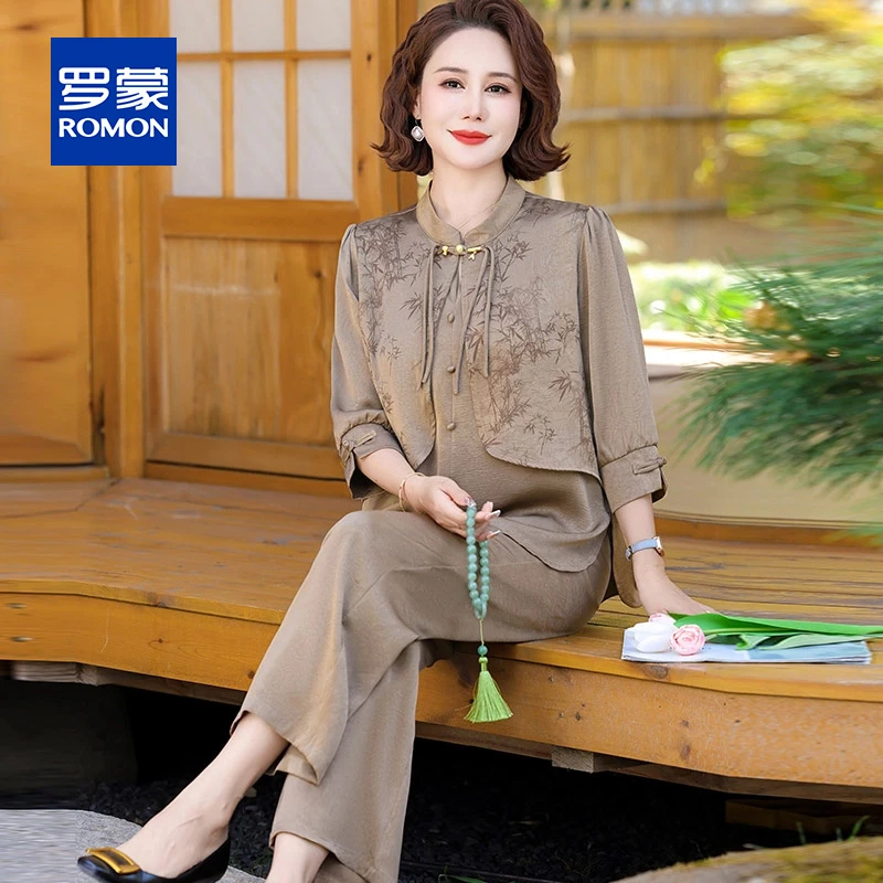 中年妈妈装夏装新中式套装中国风女夏季新中式穿搭中老年人两件套