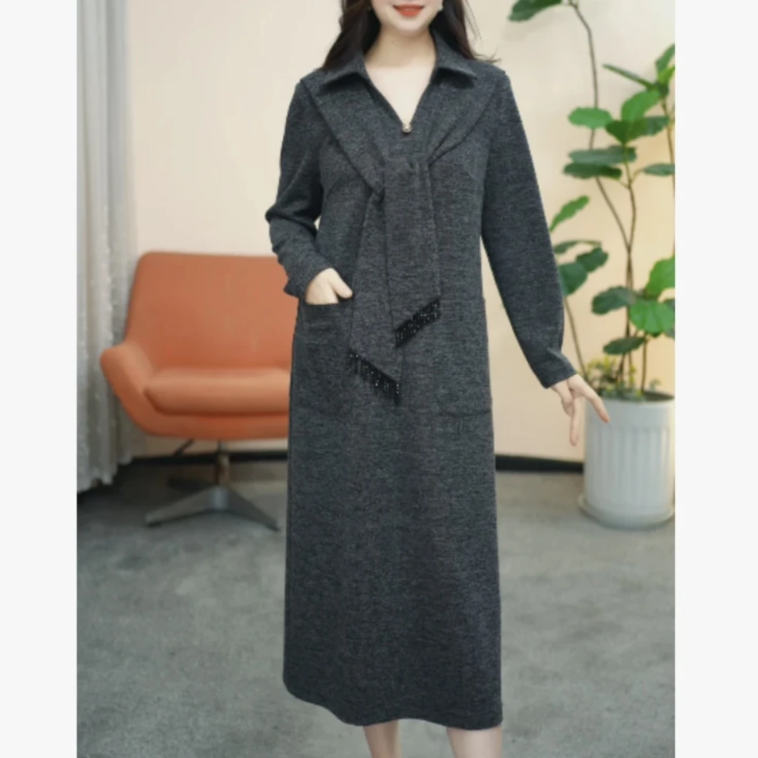 【连衣裙】C889秋季新款洋气百搭时尚气质显瘦修身减龄长袖连衣裙