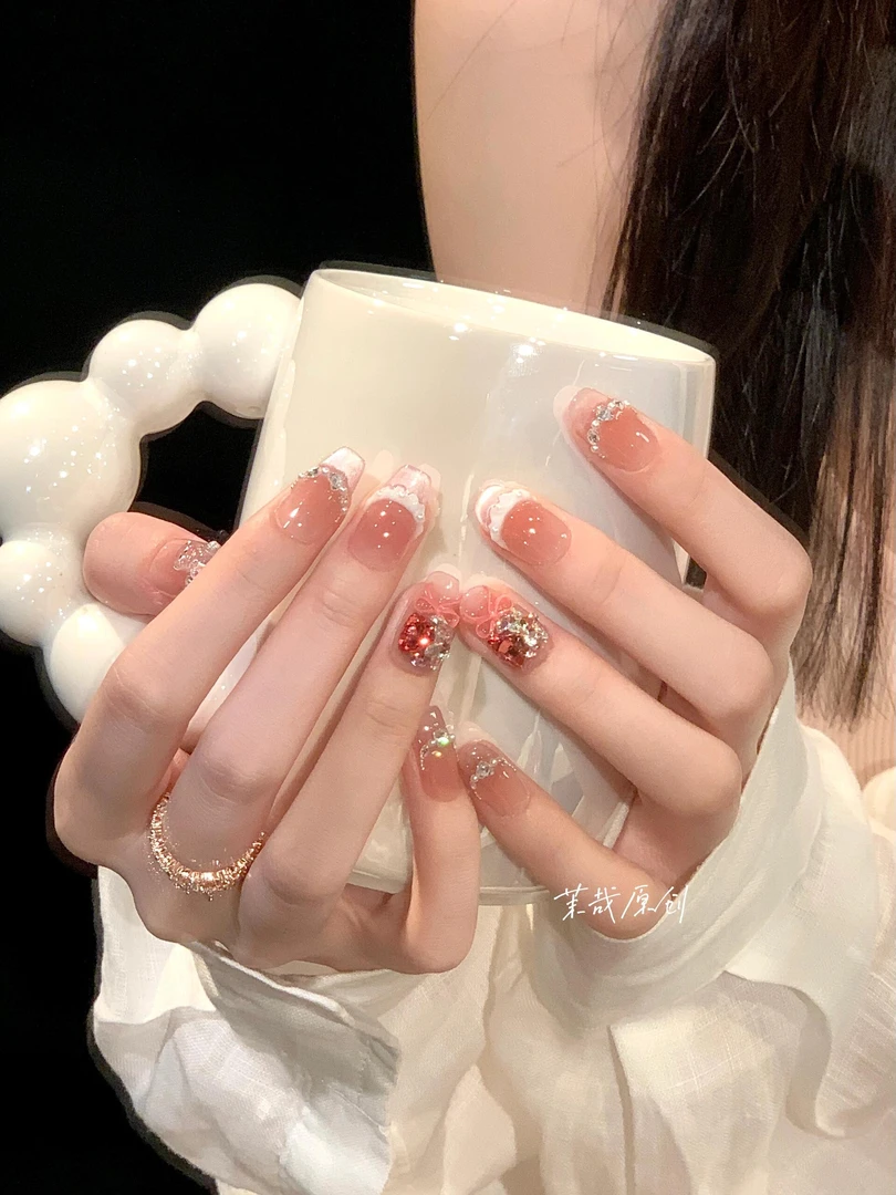 茉哉I现货【小熊软糖】纯手工定制美甲拆卸穿戴甲A3789