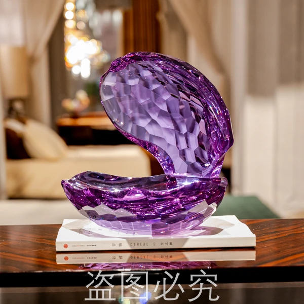 安桔美术馆【紫贝壳】AJ1111148水晶琉璃玄关开放格边几餐边柜摆件