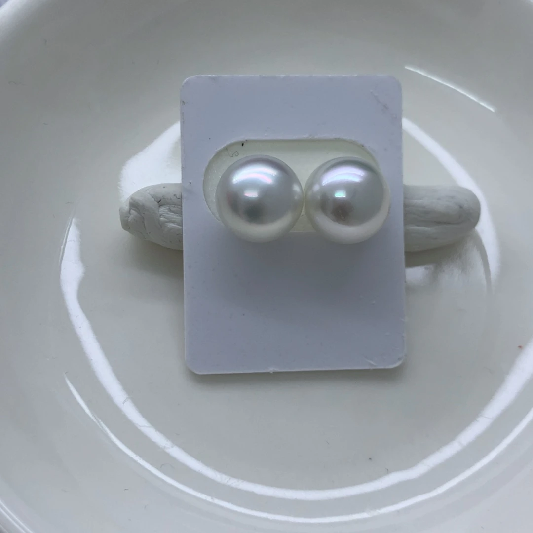 海水珍珠未镶嵌澳白澳白对珠11.1mm