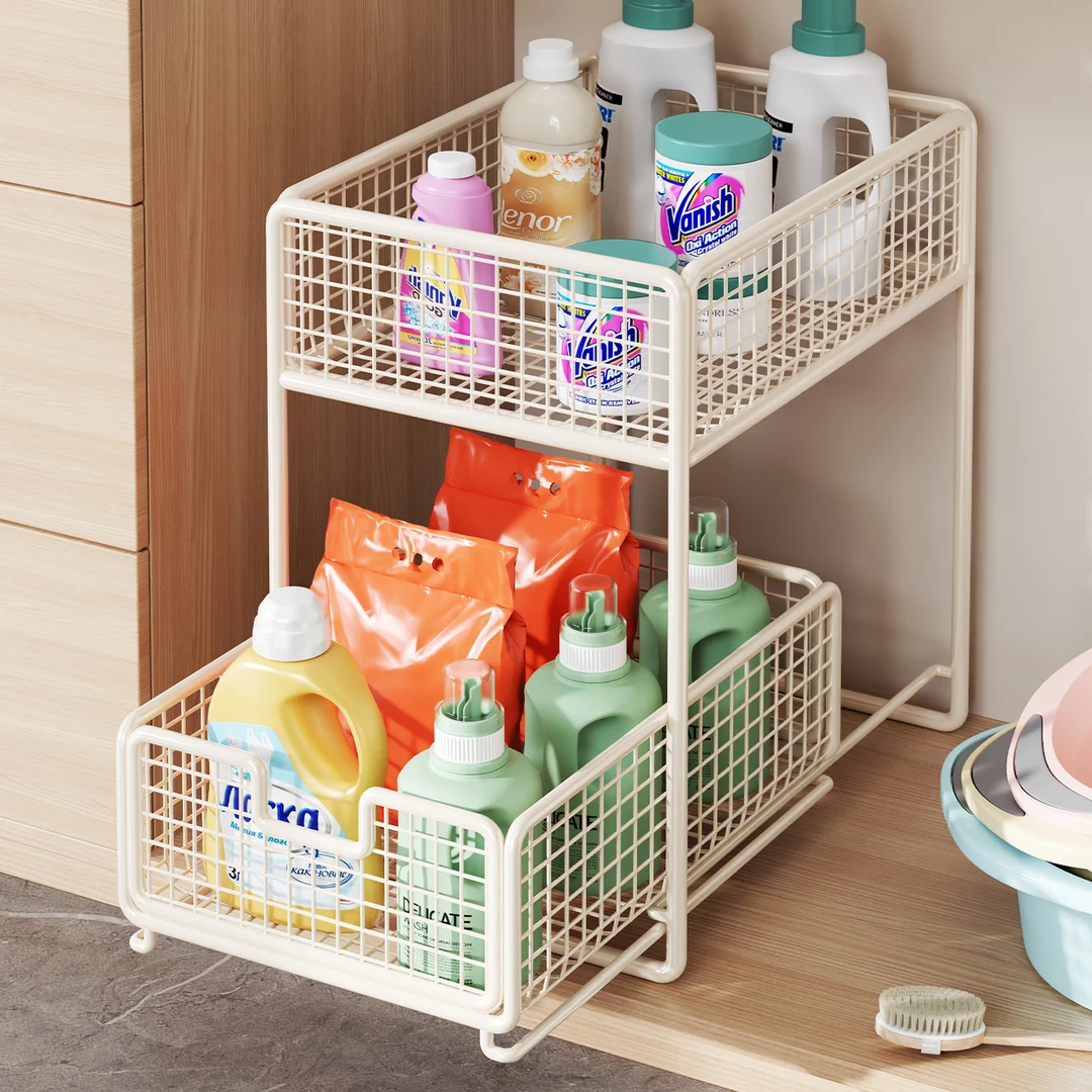 浴室下水槽置物架柜子收纳分层架卫生间洗漱台下方抽拉式橱柜拉篮