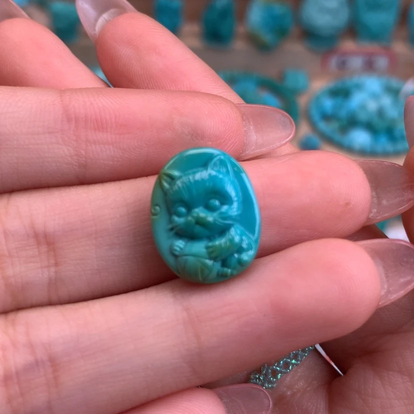 【闪购商品】绿松石未镶嵌猫牌