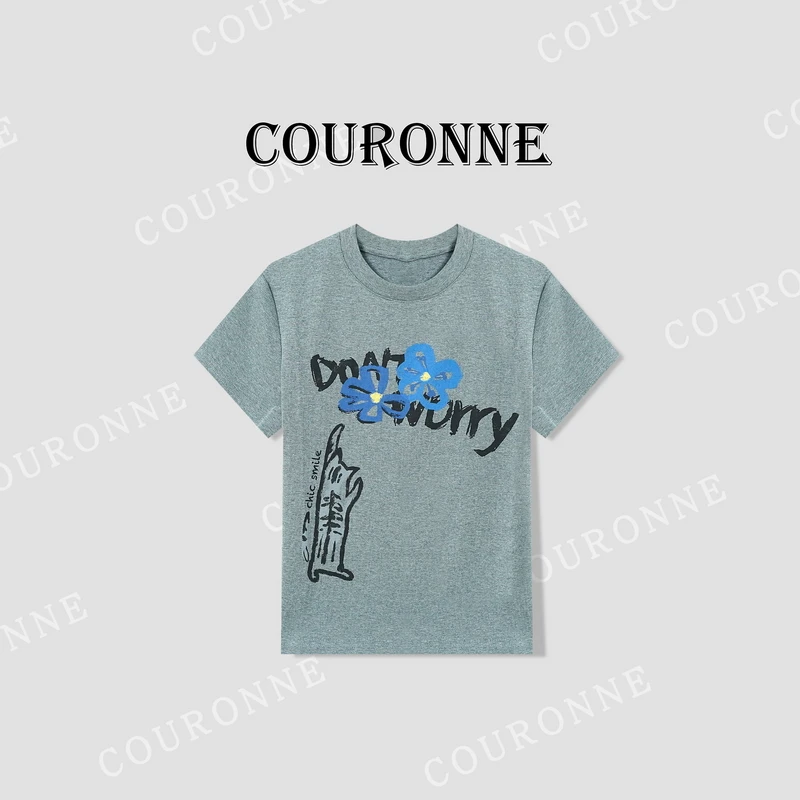 【兔子】-春夏‘’Dont worry ‘’减龄猫咪小众休闲百搭短袖31662