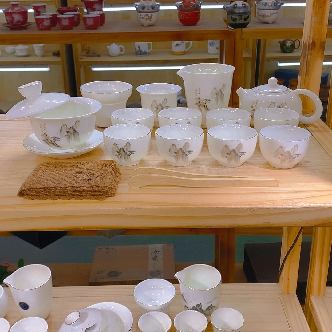 【不止】羊脂玉瓷茶具套装