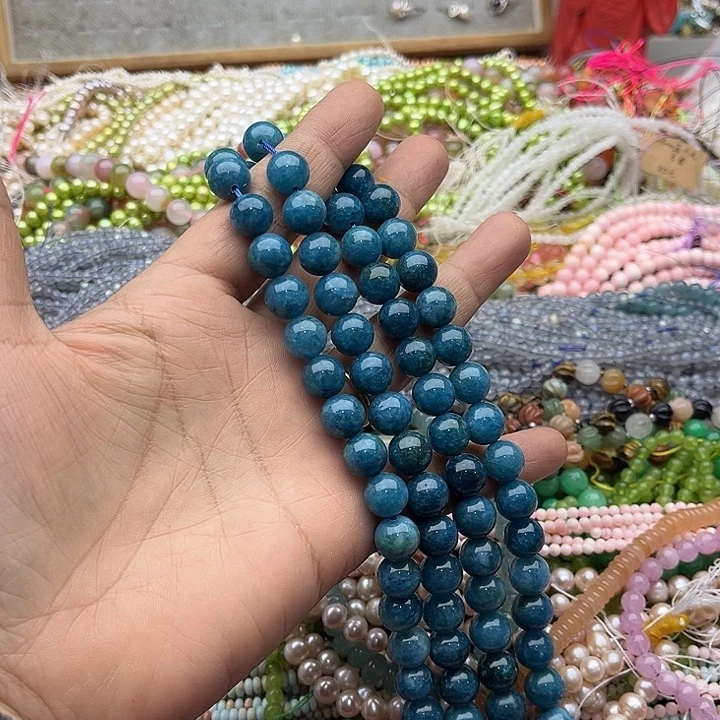 玛瑙/玉髓珠宝半成品未镶嵌一条10mm蓝磷辉