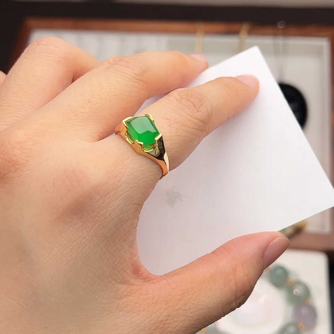 翡翠18K金镶嵌戒指拾光戒指