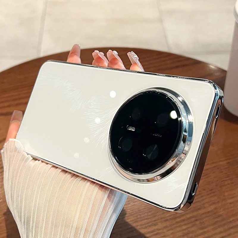 适用华为mate70手机壳新款冰晶羽纱电镀玻璃镜头膜全包防摔保护套