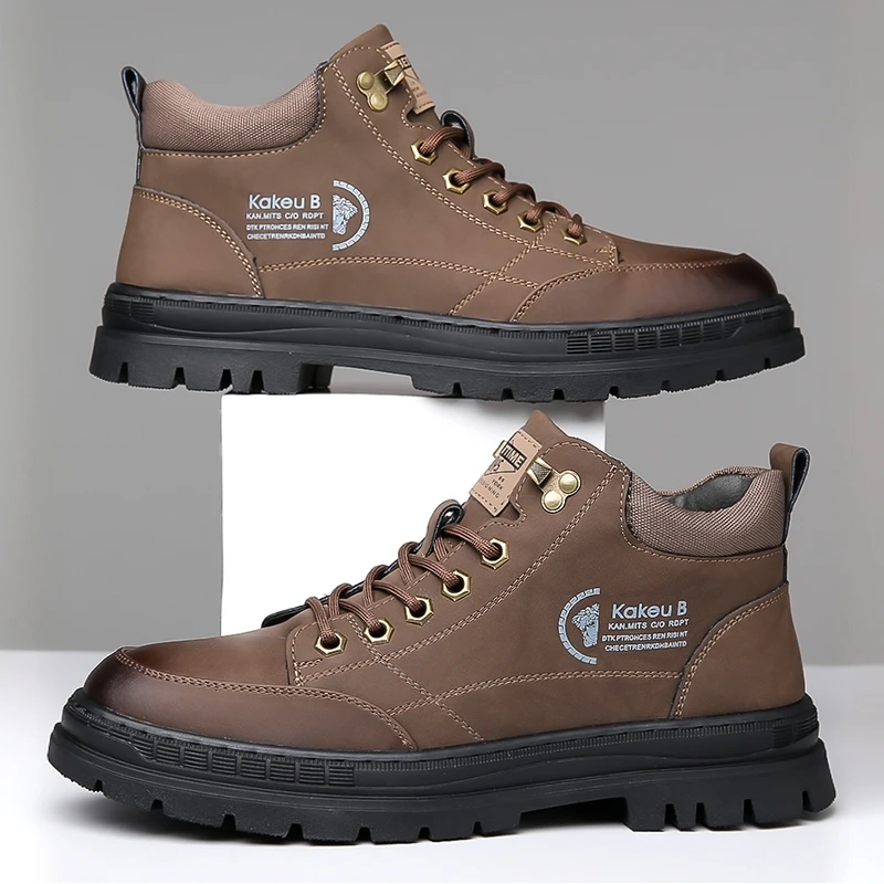 法莎尼亚男士户外马丁靴复古英伦风百搭工装靴加绒棉靴子男短靴潮