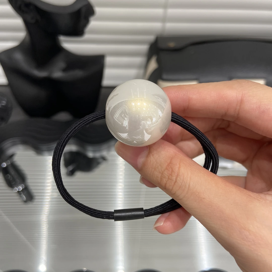 E0639  非金属布艺发饰 布艺发饰简约气质灰色优雅珠珠发绳 发圈