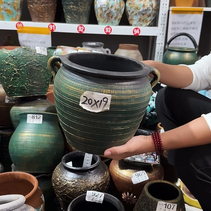 瑕疵金绿双耳47号高度20口径19