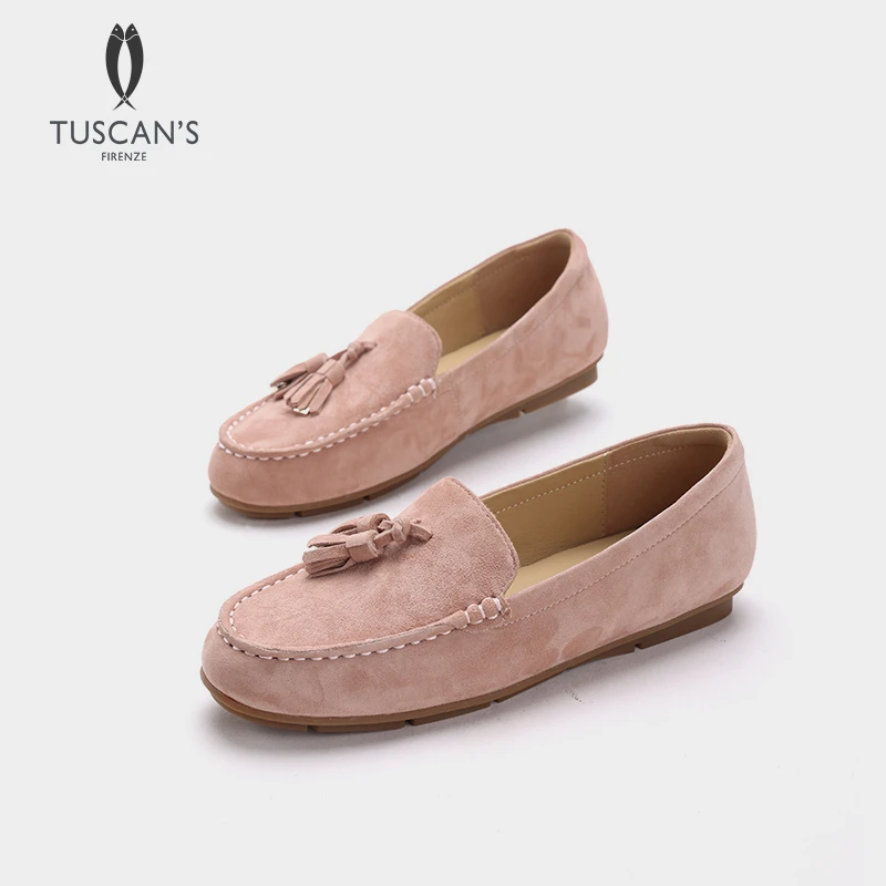 TUSCAN'S尖头流苏舒适乐福鞋豆豆鞋平底方头高智淡人风真皮女鞋