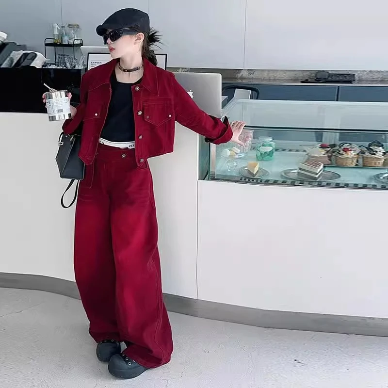 女童2025年春秋新款夹克套装韩版休闲童装中大童日常潮酷美式复古