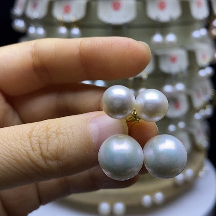 淡水珍珠耳饰银S925镶嵌—****༽