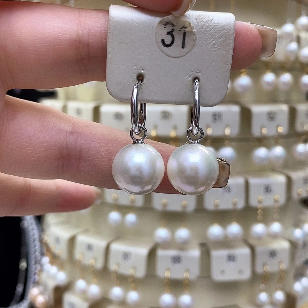 银S925镶嵌淡水珍珠耳饰