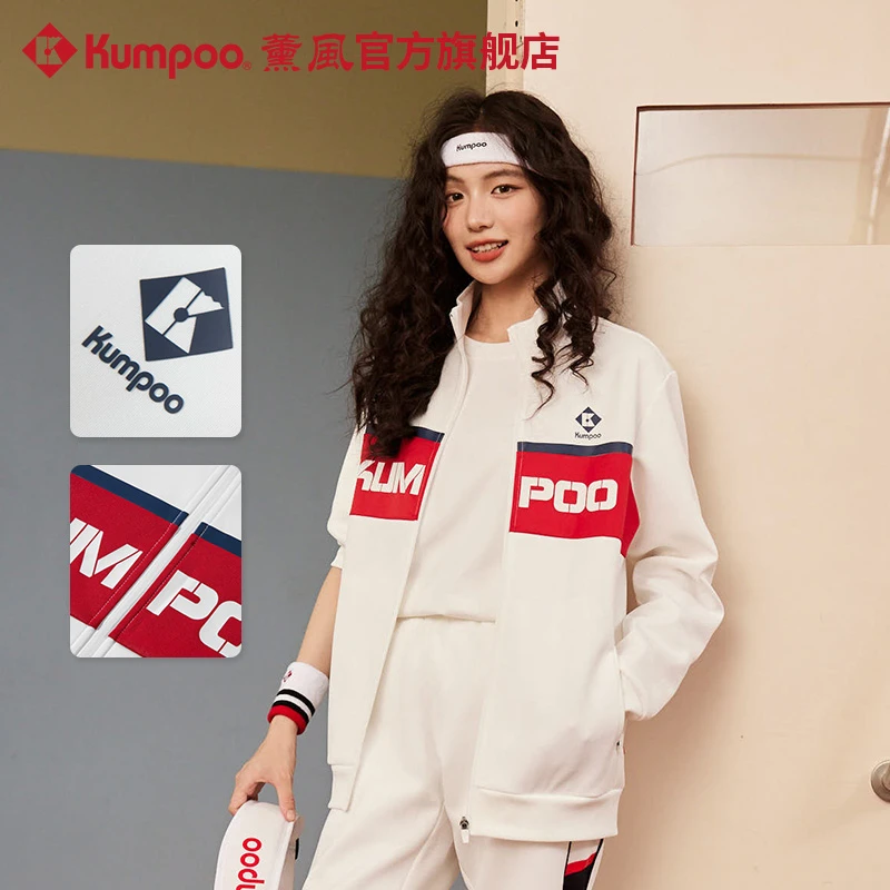 KUMPOO/薰风24年秋季休闲运动撞色拼接针织运动服K241U-5025+6026