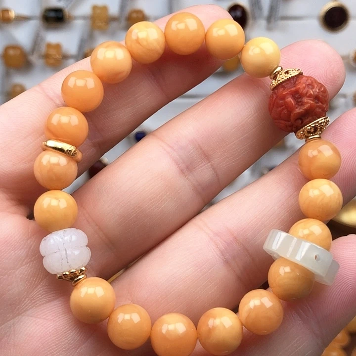 蜜蜡未镶嵌手链蜜蜡手串