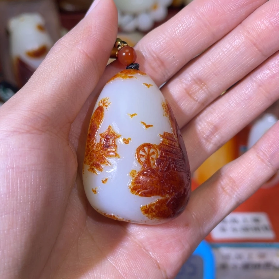 海***。和田玉未镶嵌挂件